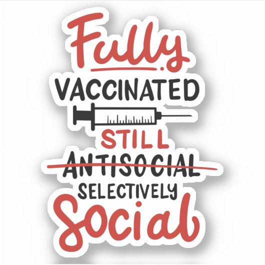 Grappige Sociale Afstand Antisociale Vaccinatie CO Sticker (Voorkant)