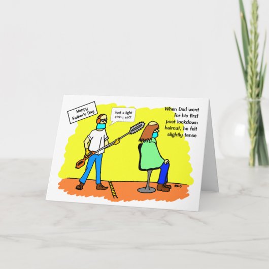 Grappige sociale afstand kapsel Vaderdag Kaart (Voorkant)