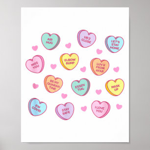 Grappige Sociale Afstand Valentijnsdag Snoepjes Co Poster