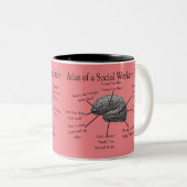 Grappige Sociale Arbeider's Brein Tweekleurige Koffiemok (Voorkant rechts)