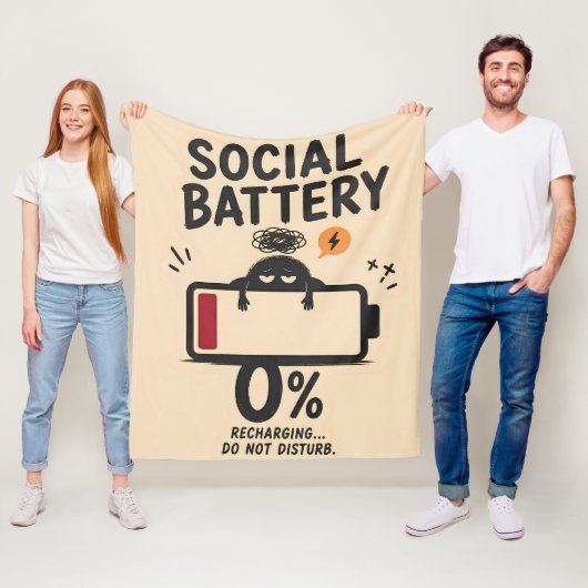 Grappige sociale batterij 0 procent oplaadbare She Fleece Deken (In situ)