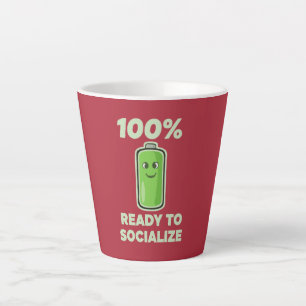 Grappige Sociale Batterij 100% Vol - Klaar om te S Latte Mok