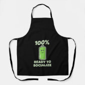Grappige sociale batterij 100% Vol - Klaar om te s Schort (Voorkant)