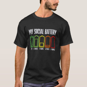 Grappige sociale batterij mensen niveaus anti soci t-shirt