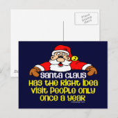 Grappige sociale kerstman feestdagenkaart (Voorkant / Achterkant)