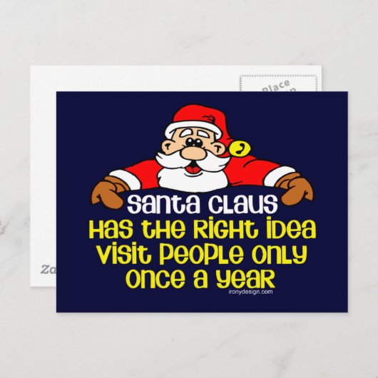 Grappige sociale kerstman feestdagenkaart (Voorkant / Achterkant)