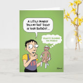 Grappige Sock Monkey verjaardag Kaart (Gele Bloem)