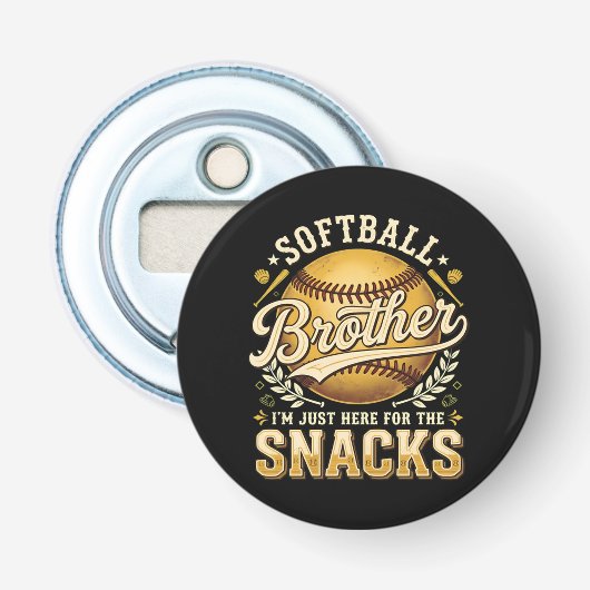 Grappige Softbal Broer Snacks Sport Button Flesopener (Voorkant)