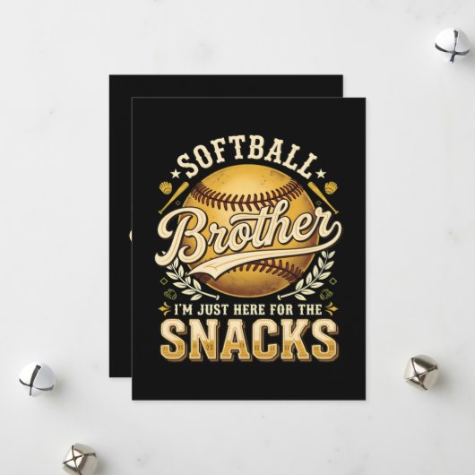 Grappige Softbal Broer Snacks Sport Feestdagenkaart (Voorkant / Achterkant in situ)
