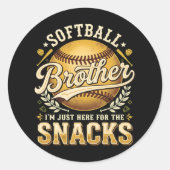 Grappige Softbal Broer Snacks Sport Ronde Sticker (Voorkant)