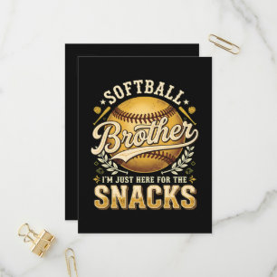 Grappige Softbal Broer Snacks Sport Uitnodiging Briefkaart