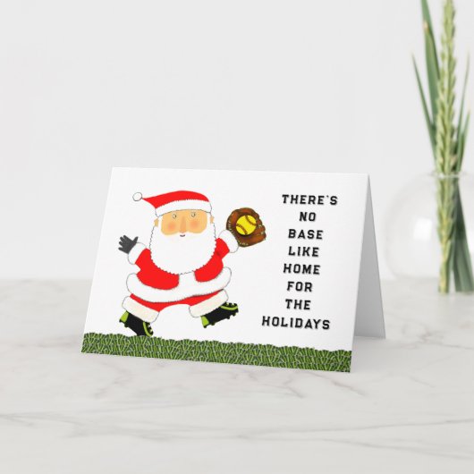 Grappige Softbal Kerst Feestdagen Kaart (Voorkant)
