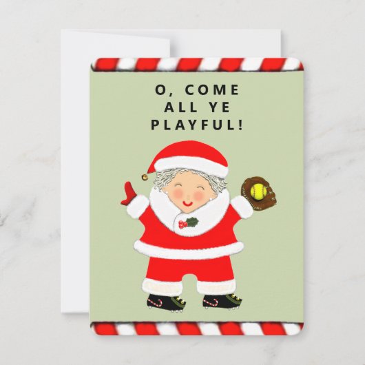 Grappige Softbal Kerst Feestdagenkaart (Voorkant)