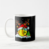 Grappige Softbal Kerst Reindeer Kerstman Hoed Lich Koffiemok (Links)