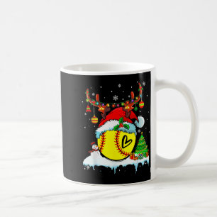 Grappige Softbal Kerst Reindeer Kerstman Hoed Lich Koffiemok