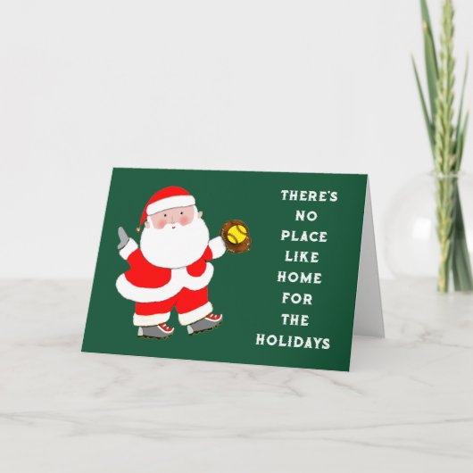 Grappige Softbal Kerstkaarten Feestdagen Kaart (Voorkant)
