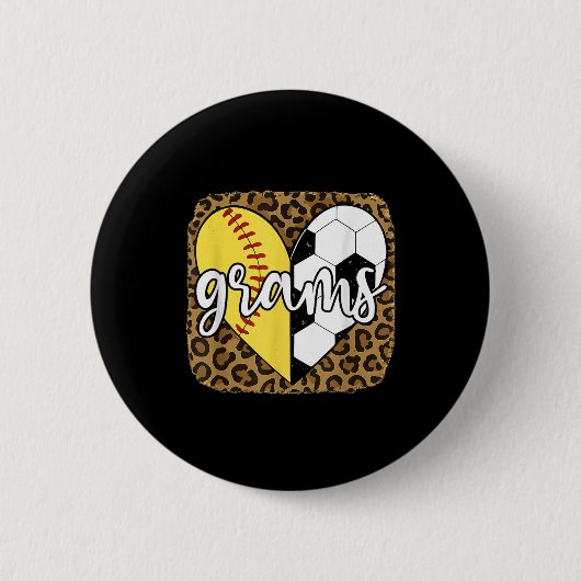 Grappige Softbal Voetbal Grams Hart Luipaard Ronde Button 5,7 Cm (Voorkant)