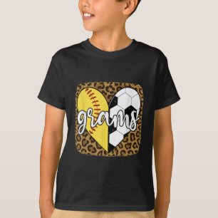 Grappige Softbal Voetbal Grams Hart Luipaard T-shirt