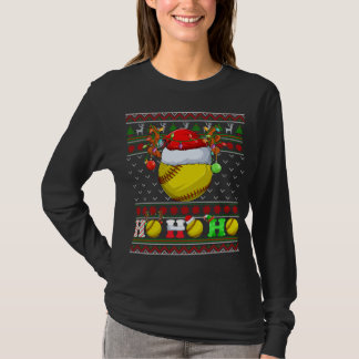 Grappige Softball Bal Kerstboom Lichten Lelijke Ke T-shirt