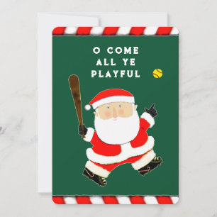 grappige Softball-kerstkaarten Feestdagenkaart