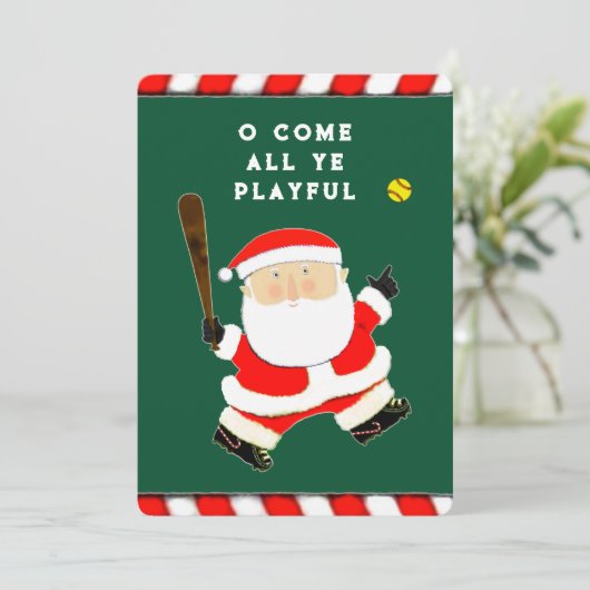 grappige Softball-kerstkaarten Feestdagenkaart (Staand voorkant)