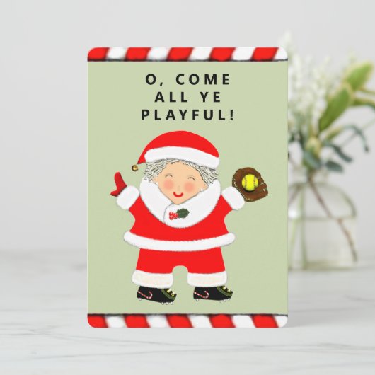Grappige Softball Kerstmis Feestdagenkaart (Staand voorkant)