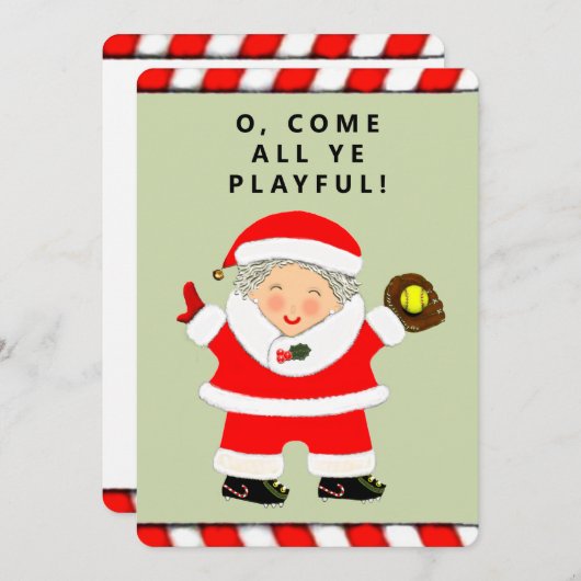 Grappige Softball Kerstmis Feestdagenkaart (Voorkant / Achterkant)