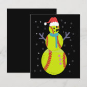 Grappige Softball Sneeuwman Kerst Nieuwjaar Cadeau Notitiekaartje (Voorkant / Achterkant)