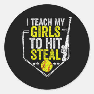 Grappige Softbalmoeder Ik Leer Mijn Meisjes Te Sla Ronde Sticker