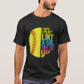 Grappige softbalspeler grap Ik weet dat ik speel a T-shirt (Voorkant)