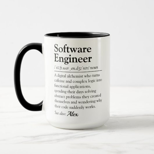 Grappige software engineer woordenboek definitie mok (Links)