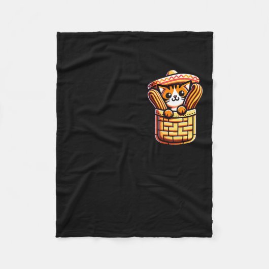 Grappige Sombrero Kat Churros Zak Cinco De Mayo Ki Fleece Deken (Voorkant)