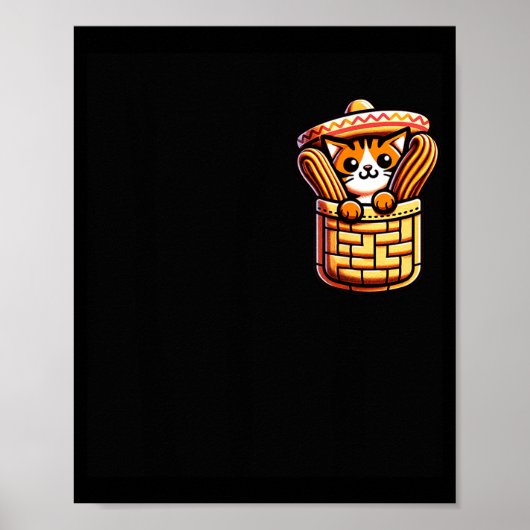 Grappige Sombrero Kat Churros Zak Cinco De Mayo Ki Poster (Voorkant)