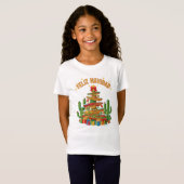 Grappige Sombrero Stapel Kerstboom Feliz Navidad T-shirt (Voorkant volledig)