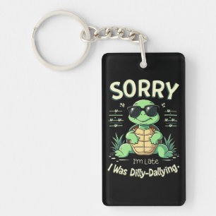 Grappige Sorry Dat Ik Te Laat Ben Schildpad met Re Sleutelhanger