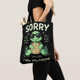Grappige Sorry Dat Ik Te Laat Ben Schildpad met Re Tote Bag