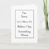 Grappige Sorry Kaart, Modern Minimalistisch  Kaart (Voorkant)