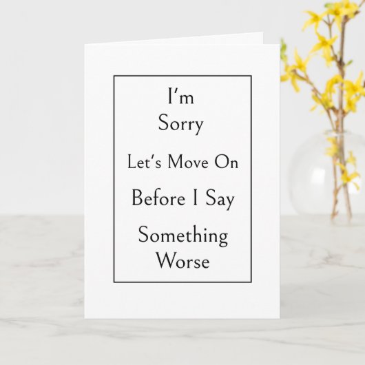 Grappige Sorry Kaart, Modern Minimalistisch  Kaart (Gele Bloem)