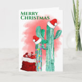 Grappige Southwest Prettig Kerstfeest Saguaro Cact Feestdagen Kaart (Voorkant)