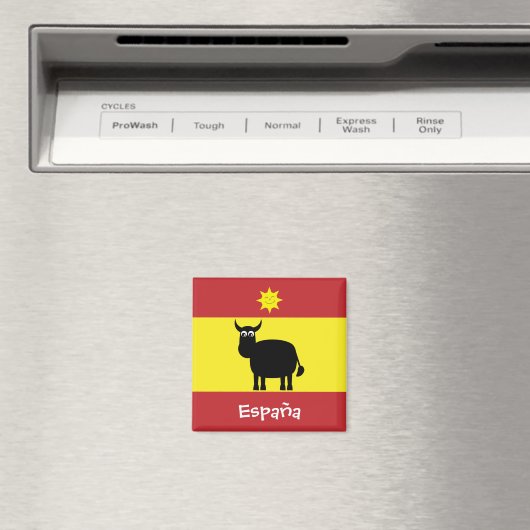 Grappige Spaanse Bull & Sun España Vlag Magneet (Insitu (Vaatwasser))