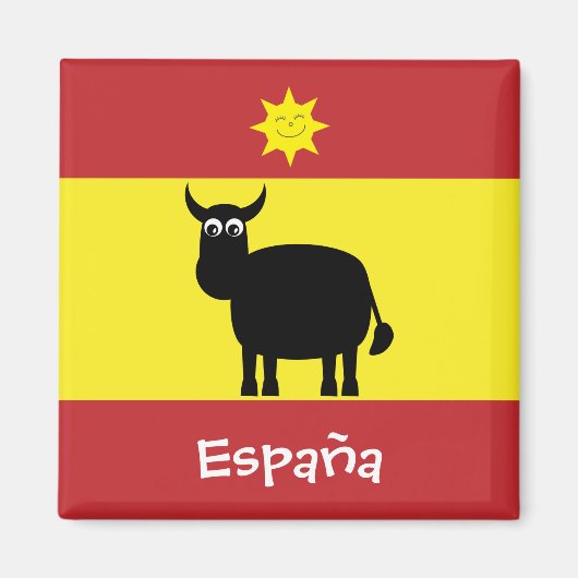 Grappige Spaanse Bull & Sun España Vlag Magneet (Voorkant)