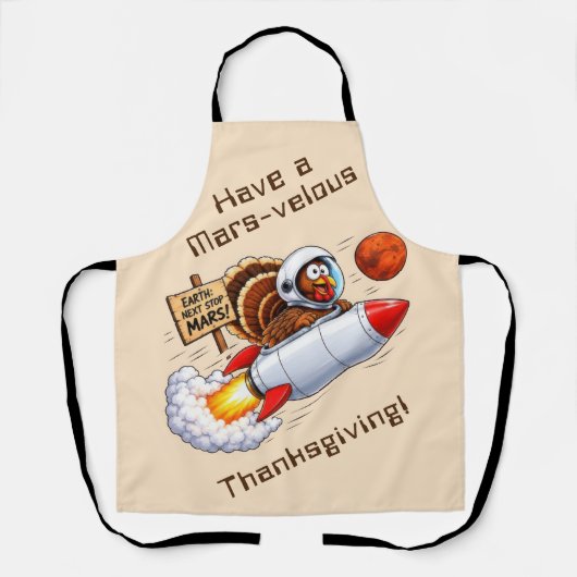 Grappige Space Kalkoen Thanksgiving Schort (Voorkant)