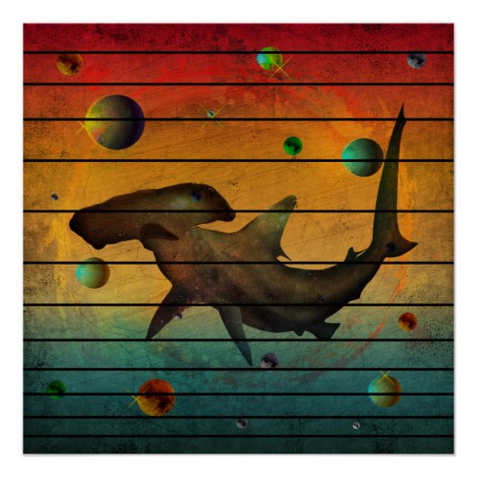 Grappige  Space Shark Perfect Poster (Voorkant)