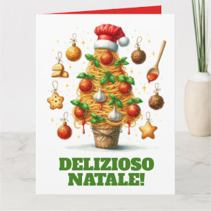 Grappige spaghetti kerstboom Delizioso Natale! Kaart