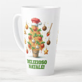 Grappige spaghetti kerstboom Delizioso Natale! Latte Mok (Linkerhoek)