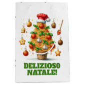 Grappige spaghetti kerstboom Delizioso Natale! Medium Cadeauzakje (Voorkant)