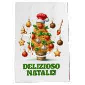 Grappige spaghetti kerstboom Delizioso Natale! Medium Cadeauzakje (Achterkant)