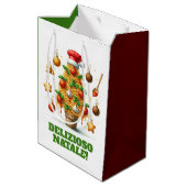 Grappige spaghetti kerstboom Delizioso Natale! Medium Cadeauzakje (Achterkant Gekanteld)