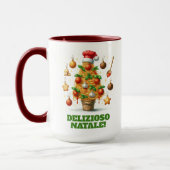 Grappige spaghetti kerstboom Delizioso Natale! Mok (Links)