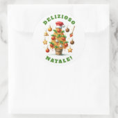 Grappige spaghetti kerstboom Delizioso Natale! Ronde Sticker (Tas)
